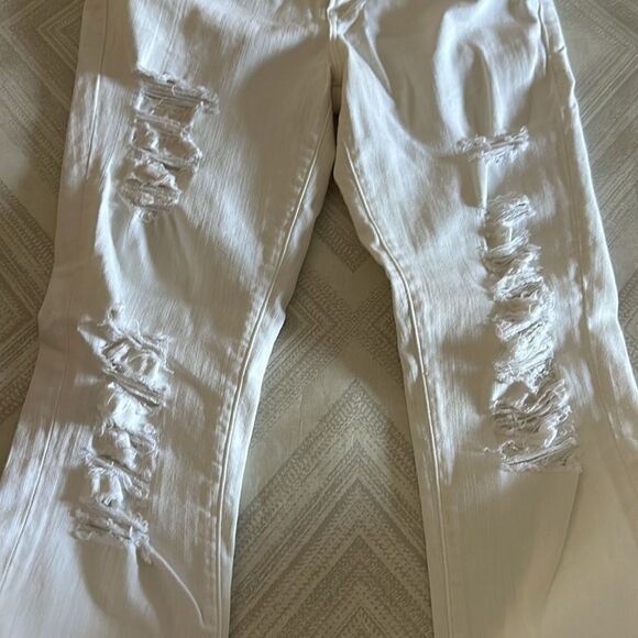 FRAME Denim Women’s Le Skinny de Jeanne White Stretch Ripped Jeans - Size 28 - Picture 4 of 9